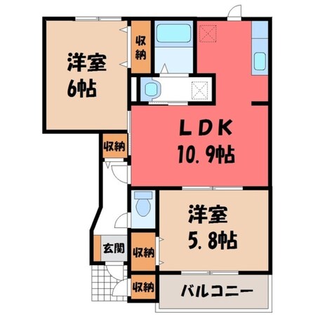 シャルマン城南 Bの物件間取画像